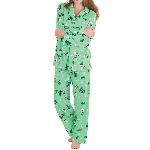 PajamaGram CO. Christmas 2PC Pajama Set Multicolor Green Size 1X - Picture 1 of 8